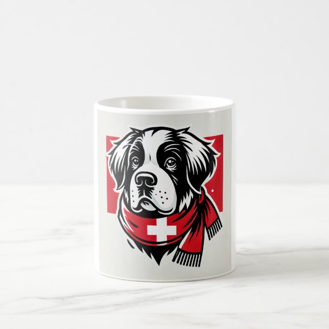 Swiss Saint Bernard Mug with Swiss Flag Scarf (Center)
