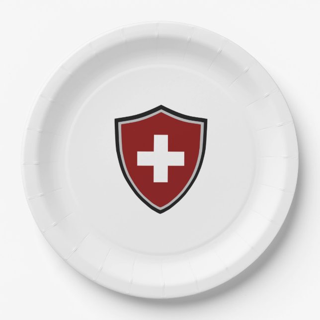 Swiss shield flag paper plate (Front)
