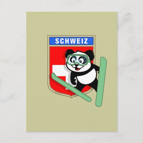 Swiss Ski_jumping Panda Postcard