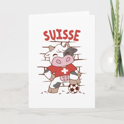 Swiss Soccer Cow Football Fan Switzerland Flag Card