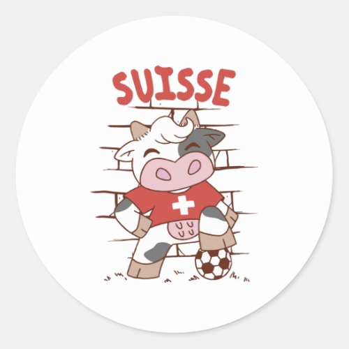 Swiss Soccer Cow Football Fan Switzerland Flag Classic Round Sticker