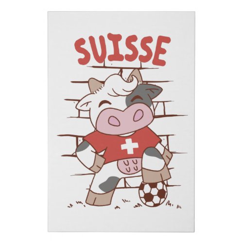 Swiss Soccer Cow Football Fan Switzerland Flag Faux Canvas Print