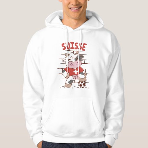 Swiss Soccer Cow Football Fan Switzerland Flag Hoodie