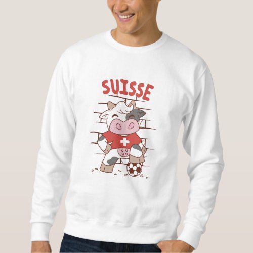 Swiss Soccer Cow Football Fan Switzerland Flag Sweatshirt