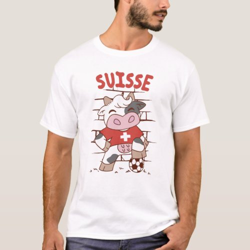 Swiss Soccer Cow Football Fan Switzerland Flag T_Shirt