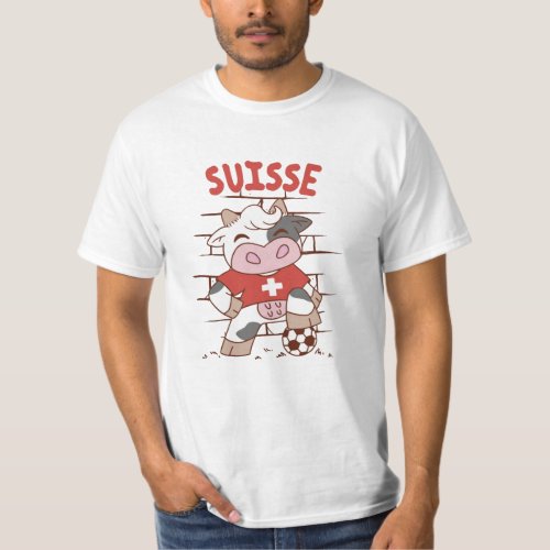 Swiss Soccer Cow Football Fan Switzerland Flag T_Shirt