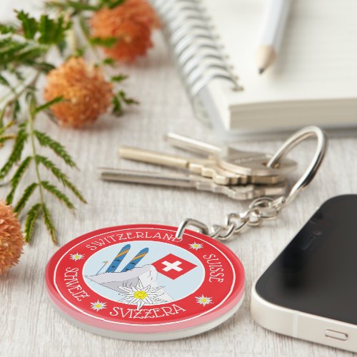 Swiss Souvenir Red Acrylic Keychain