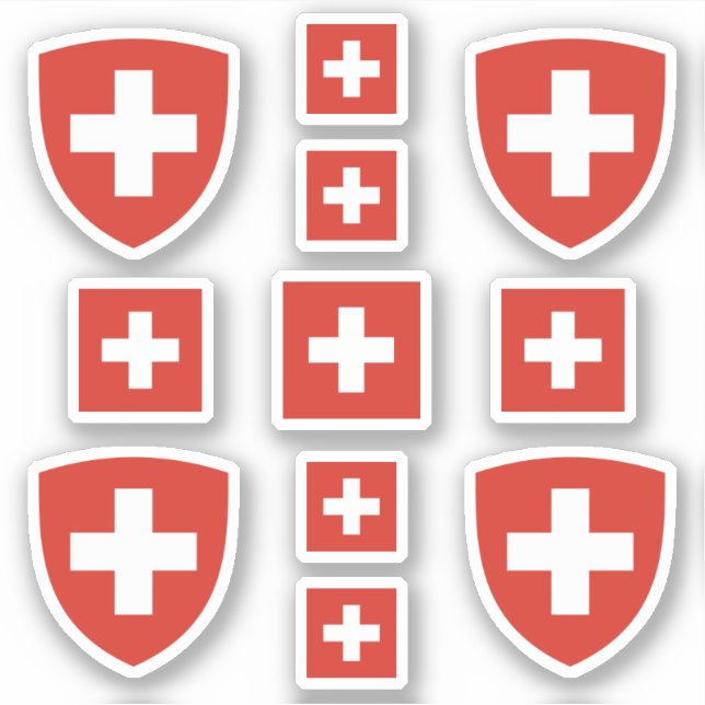 Swiss state symbols / coat of arms and flag sticker (Front)