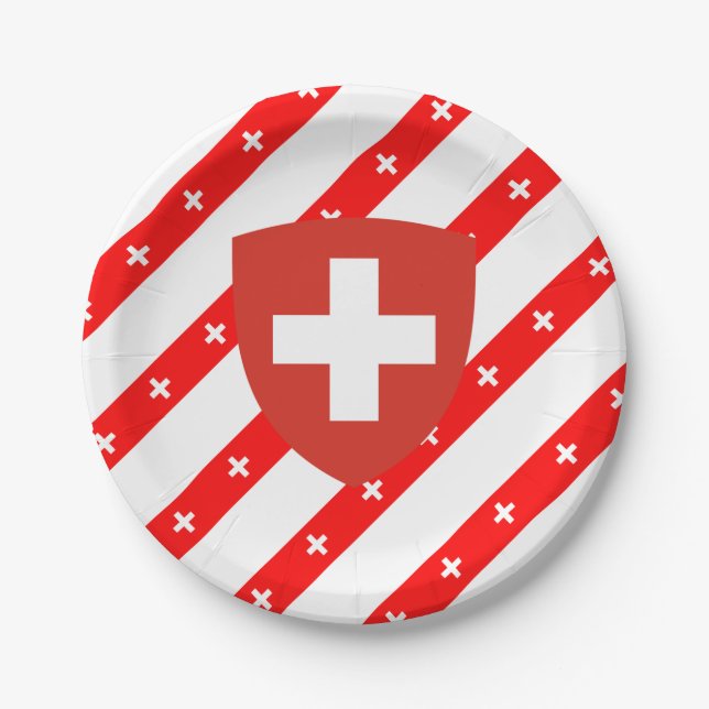 Swiss stripes flag paper plates (Front)