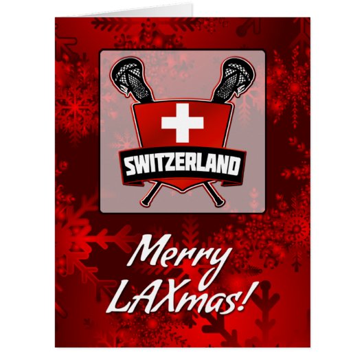 Swiss Switzerland Lacrosse Shield Christmas Card (Front)