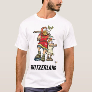 Swiss t-shirt with William Tell, his son and a cow