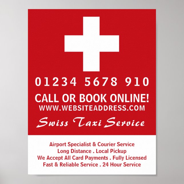 Swiss Taxi Firm Flag Advertising Poster (Front)