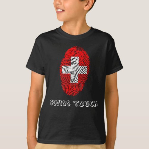 Swiss touch fingerprint flag T_Shirt