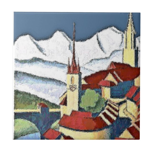 Swiss Town Ceramic Tile (Front)