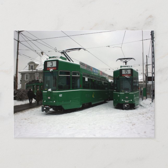 Swiss trams at BVB M-Parc depot, Basel Postcard (Front)