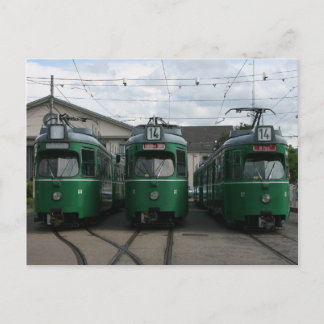 Swiss trams at BVB M-Parc depot, Basel Postcard