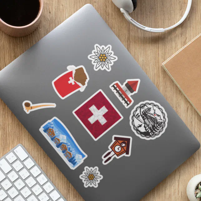 Swiss Travel Adventure Icons Collection Sticker | Zazzle
