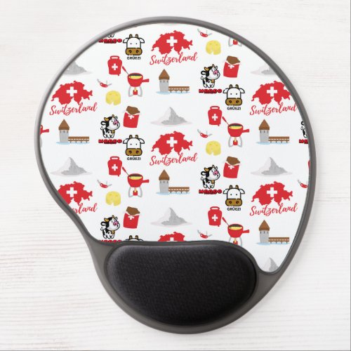 Swiss Travel Colorful Icons Gel Mouse Pad