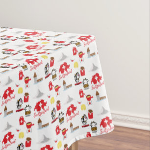 Swiss Travel Figures Pattern  Tablecloth