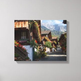 Swiss VillageWith Flower Boxes Canvas Print