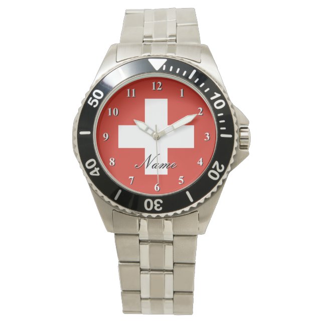 Swiss watch with custom text (Front)