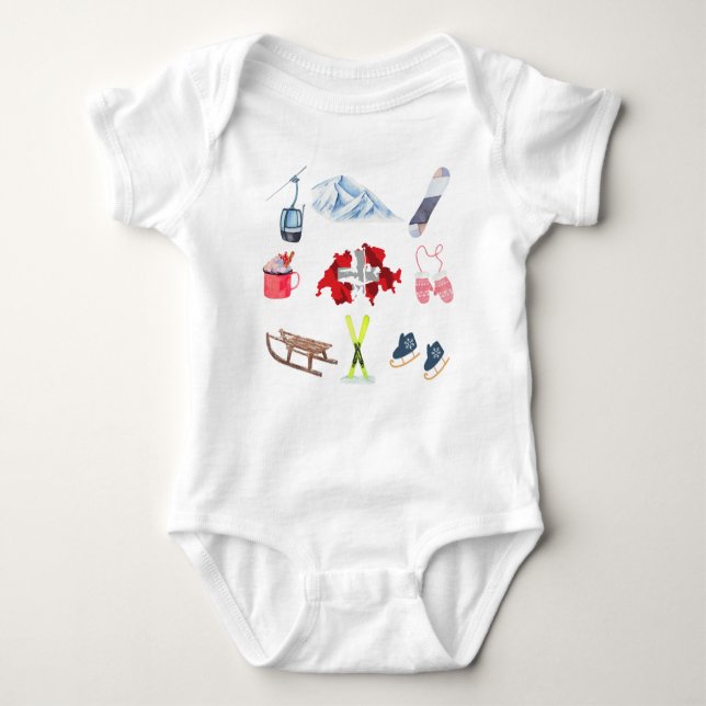 Swiss Winter Travel Combo | Baby Bodysuit (Front)