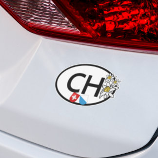 Swiss & Zürich Flags | Edelweiss Flowers | Oval Sticker