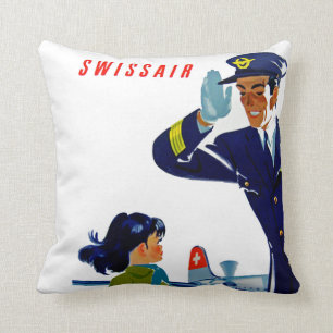 Swissair Little Girl Throw Pillow