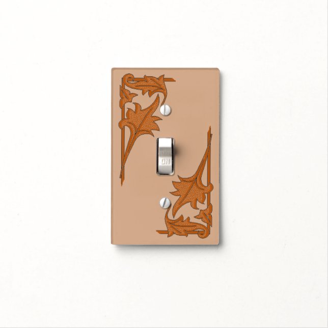 Switch Cover - Wrought Iron Leaves in Brown (In Situ)