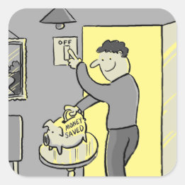 Switch Off Lights Save Energy Square Sticker
