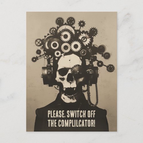 Switch Off The Complicator Steampunk Overthinking Postcard