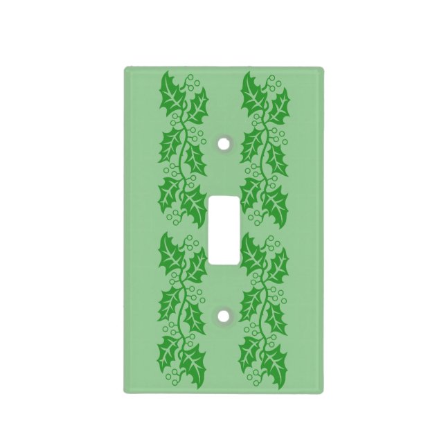 Switch Plate - Green Holly Leaves (Front)