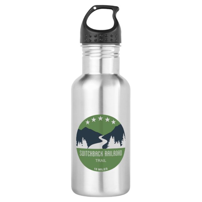 Switchback Railroad Trail Stainless Steel Water Bottle (Front)