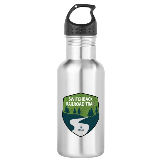 Switchback Railroad Trail Stainless Steel Water Bottle (Front)