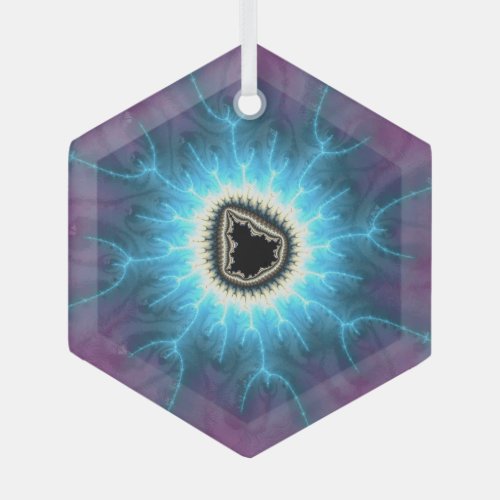 Switched On Mandelbrot Shocking Fractal Abstract  Glass Ornament