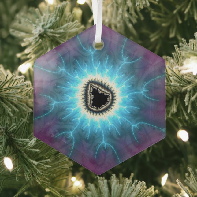 Switched On Mandelbrot Shocking Fractal Abstract  Glass Ornament (Insitu)