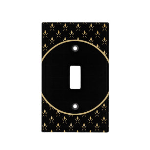 Switchplate with an Elegant Black & Gold Pattern