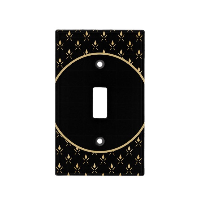 Switchplate with an Elegant Black & Gold Pattern (Front)