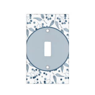 Switchplate with Blue and White Berry Pattern