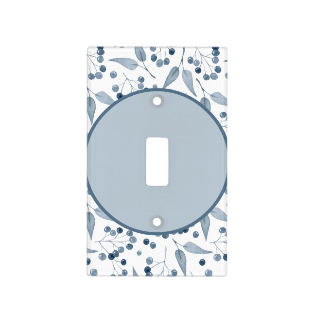 Switchplate with Blue and White Berry Pattern (Front)