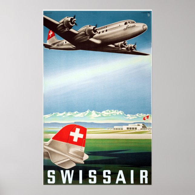 " Switzerland: 1948 - SWISSAIR advertising trip .. Poster (Front)