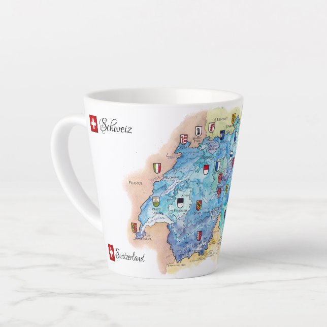 " Switzerland: 2021/today - 26 cantons  Latte Mug (Left Angle)