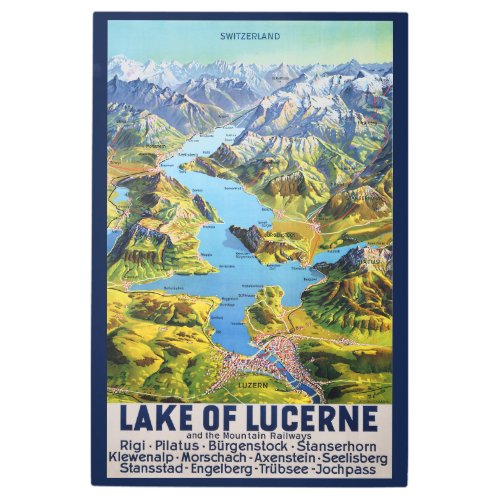  Switzerland 2022heute _ Lake of Lucerne map Metal Print