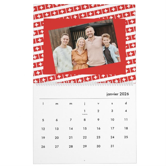 Switzerland | Add Your Photo Swiss Flag 2026 Calendar (Jan 2026)
