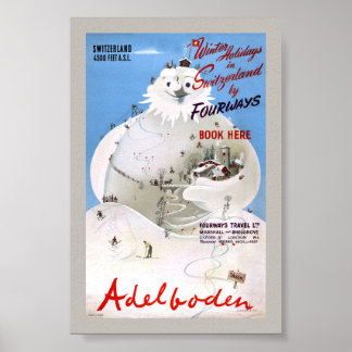 Switzerland Adelboden Vintage Travel Poster