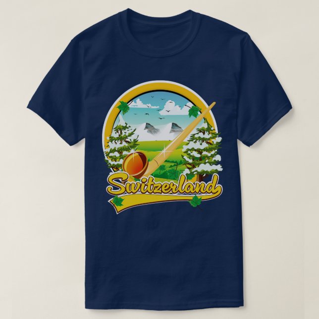 Switzerland alphorn travel T-Shirt (Design Front)