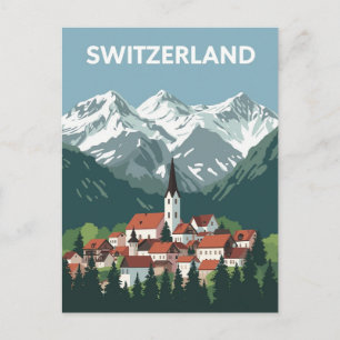 Switzerland Alpine Village Postcard