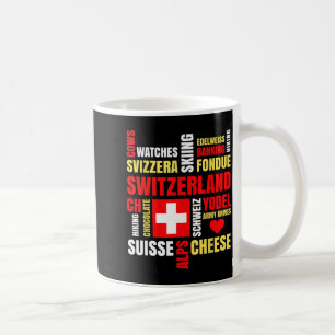 Switzerland alps cows fondue cheese skiing swiss coffee mug