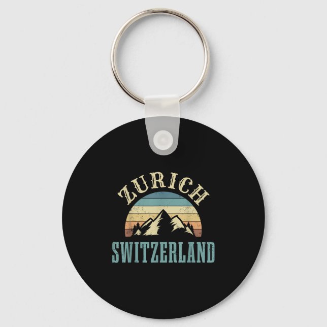 Switzerland Alps Skiing Swiss Mountains Lover Gift Keychain (Front)