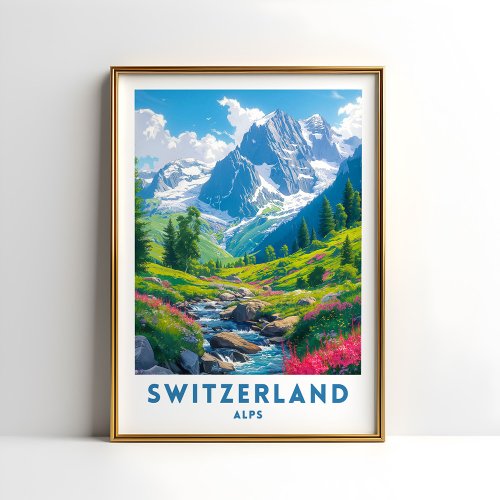 Switzerland Alps Travel Print Poster Wall Art